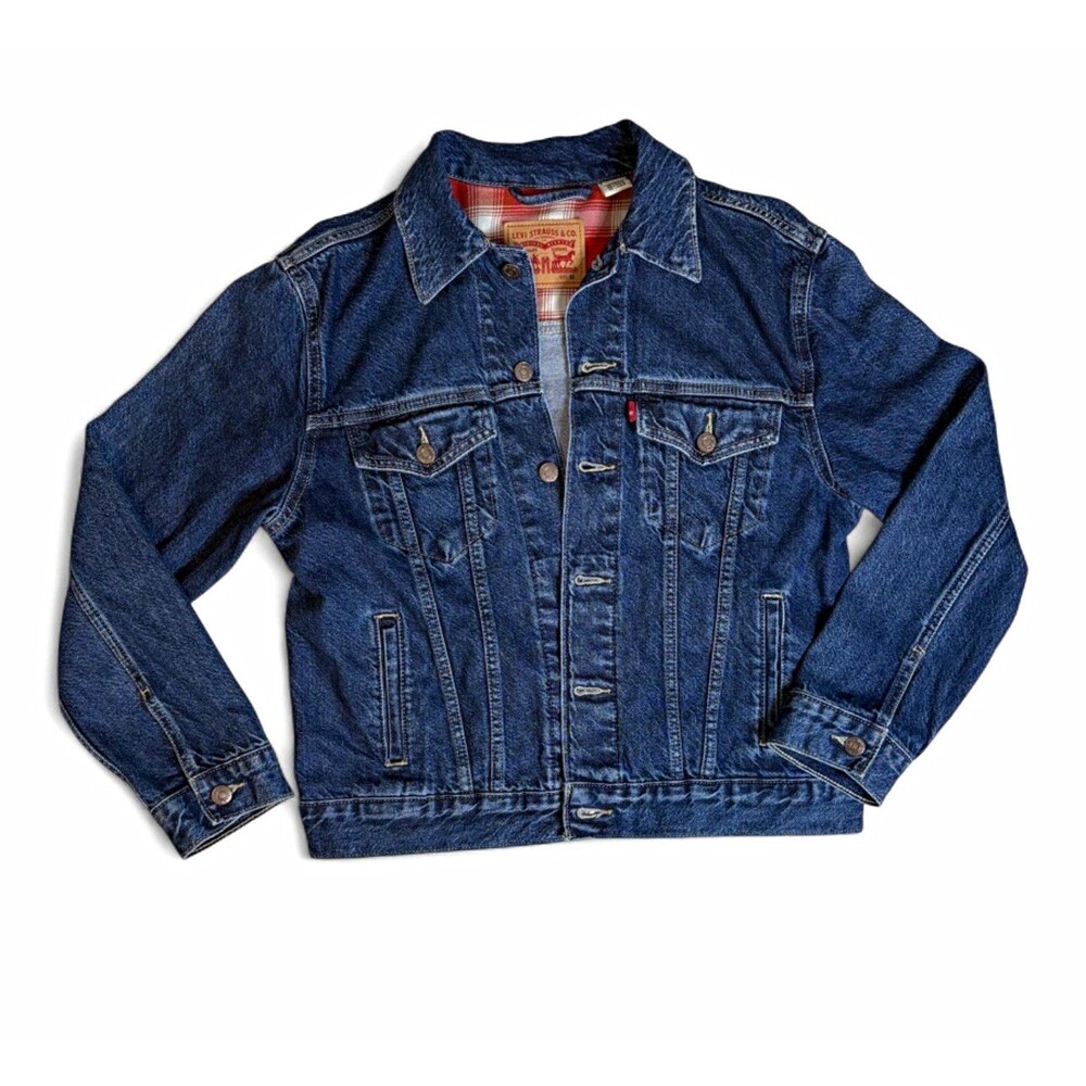 Levi's Flannel Lined Denim Trucker Jacket Blue Jean Size M